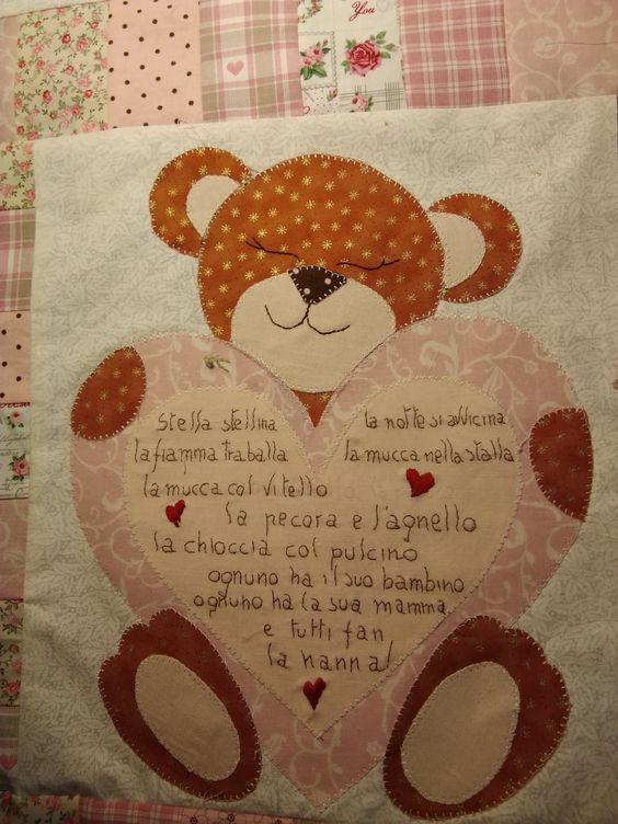 patchwork coperta orsetto con filastrocca