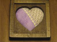 quadr cuore stoffa legno