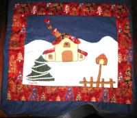cuscino appliqué paesaggio di Natale